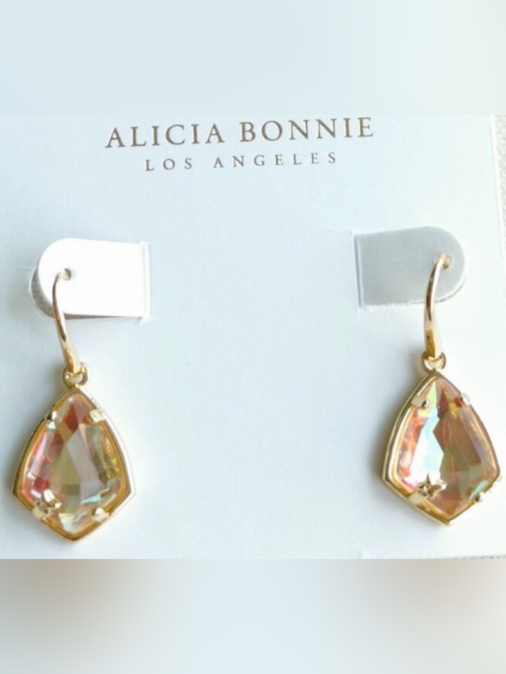 NWT Alicia Bonnie Dicroic Glass & Gold Drop Earrings